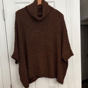 Hem & Thread Chocolate Brown Cowl Neck Sweater with Dolman sleeves